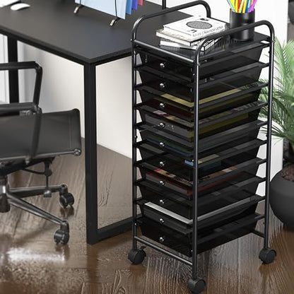 Simple Houseware 10 Drawers Rolling Utility Cart Organizer, Black - color: Black, size: 10 Drawers