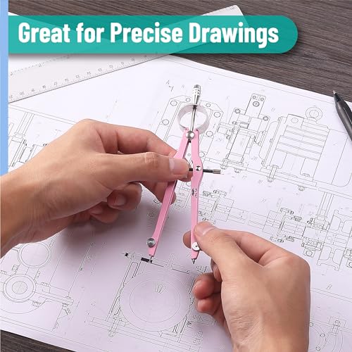 Mr. Pen- Professional Compass for Geometry, Extra Lead | Metal Compass Drawing Tool for Students, Drafting and Engineering, Technical Drawings, Circles and Geometry Projects - color: Light Blue