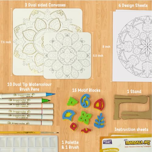 Imagimake Mandala Art Kit, 12 Creative Activities for Kids Ages 8+ | DIY Painting Kit, Creativity & Mindfulness Screen-Free Art Activity, Gift for Girls Ages 8,9,10,11,12,13,14,15,16 Years Old - style: Mandala Art Kit