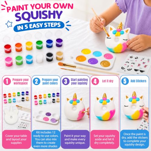Jim&Gloria Paint Your Own Squishies, Jumbo Squishy Gifts for Girls and Boys 8 9 10 11 12 13 14, Arts and Crafts for Kids, Party Favors for Birthday, Christmas Gift for Kids, Pack of 3