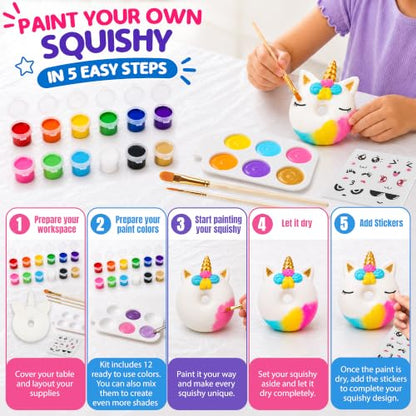 Jim&Gloria Paint Your Own Squishies, Jumbo Squishy Gifts for Girls and Boys 8 9 10 11 12 13 14, Arts and Crafts for Kids, Party Favors for Birthday, Christmas Gift for Kids, Pack of 3