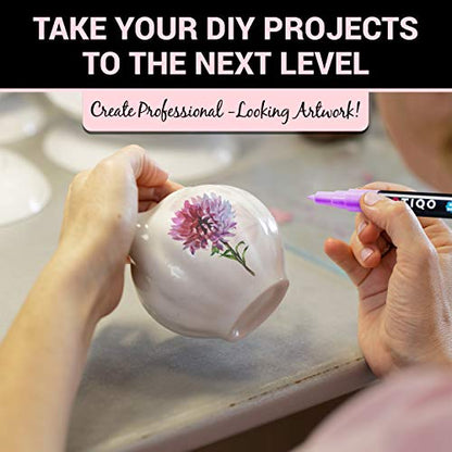 Fine Tip Paint pens for Rock Painting - Wood, Glass, Metal and Ceramic Works on Almost All Surfaces Set of 15 Vibrant oil based fine point paint markers, Quick Dry, Water Resistant