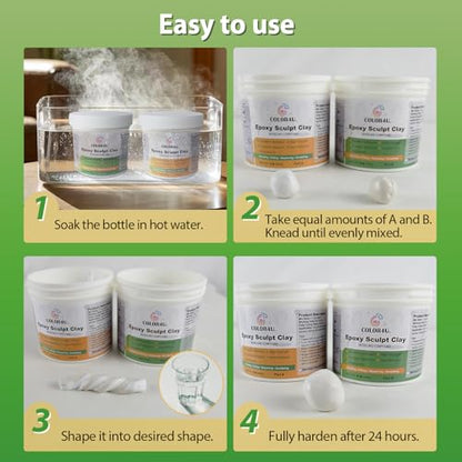 Epoxy Sculpt Clay, 2 Pound White Epoxy Putty,2 Part Strong Adhesive & Self-Hardening Modeling CompoundPaste for Sculpting,Reparing,Filling & Bonding