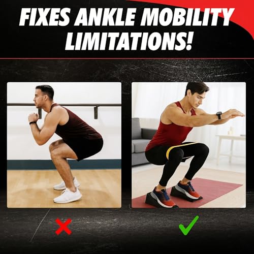 Squat Wedge Block – Heel Elevated Squat Platform for Deep Squats, ATG Training, Ankle Mobility, 4-Angle Adjustable Slant Board for Calf Stretching, Knee Pain Relief, 440 lbs