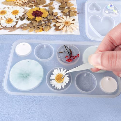 Resin Jewelry Molds, 128 Pcs Multiple UV Resin Earring Mold with Holes, Basic Epoxy Keychain Kits Bundle Complete Set, Necklace Pendant Moldes para Resina Epoxica for Female - color: 128pcs Jewelry Molds