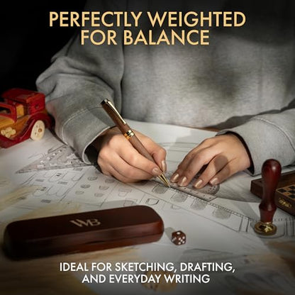 Wordsworth & Black Bamboo Mechanical Pencil, 0.7mm Graphite Lead Gold Finish | Wooden Presentation Gift Box, Instructions Booklet, Brown Wood, Writing, Drafting & Sketching for Architects & Engineers - color: Brown Wood