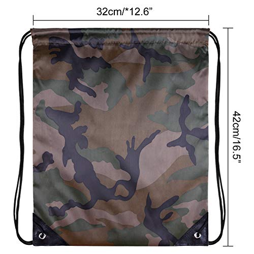 KUUQA 12 Pack Camouflage Drawstring Backpack Bulk String Backpack - color: Camouflage
