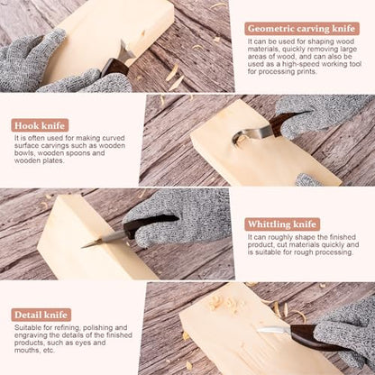 26 in 1 Wood Carving Tools Kit for Beginners | Complete Woodworking Tools Set, Wood Whittling Starter Kit, 4 Wood Knives and 6 Chisels, For Woodworking DIY Hobby Projects
