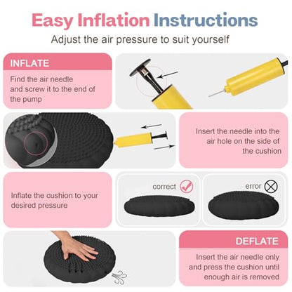 kisnbld Wobble Cushion, Balance Disc with Pump, Core & Posture Training - color: 1Black