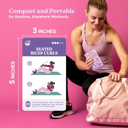 Zinsk 75 Pilates Bar Exercise Cards – Create Home Workouts that Sculpt and Tone – 3" x 5" Cards with Full Instructions – Includes Getting Started Pamphlet with 8 Pre-Made Routines