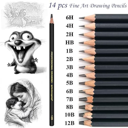 Heshengping, Sketching and Drawing Pencils Set-26pcs,Art Supplies Drawing Kit,Graphite Charcoal Professional Pencils Set, Adults Beginners Artist - style: Brown | 26 Pack
