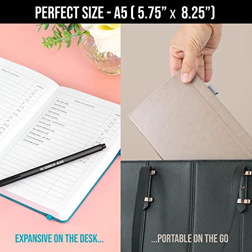 Lined Journal Notebook for writing + Free Pen! Ruled 200 pages, 120gsm Thick Paper with Sticky Notes,pen loop, elastic band, leather hard cover | Scribbles That Matter A5 journals, (5.75 x 8.2) - color: Aqua