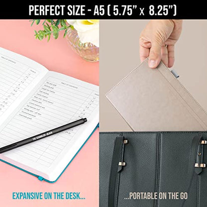 Lined Journal Notebook for writing | Ruled 200 pages, 120gsm Thick Paper with Sticky Notes,pen loop, elastic band, leather hard cover | Scribbles That Matter A5 journals for writing, 5.75x8.2 inches - color: Black