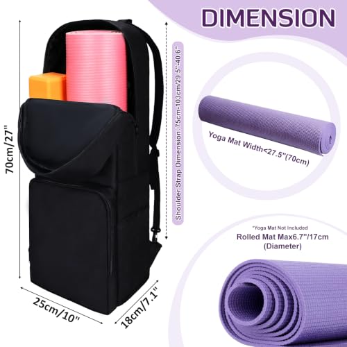 INFANZIA Yoga Mat Carrier Bag,30L Waterproof Tote with Shoulder Strap - color: Black