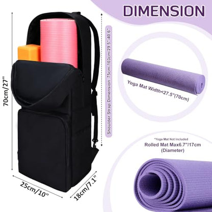 INFANZIA Yoga Mat Carrier Bag,30L Waterproof Tote with Shoulder Strap - color: Black