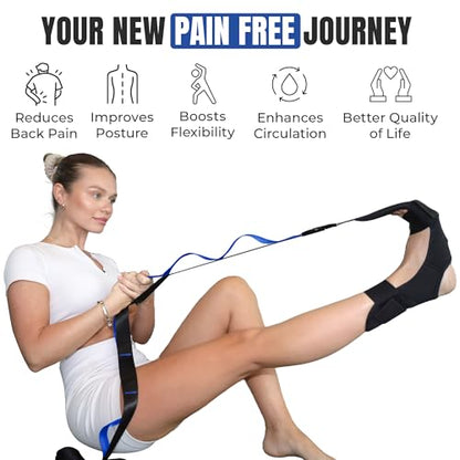 Stretch Strap with Loops Physical Therapy - Full Body Exercise Straps for Stretching with Detachable Foot - Leg & Calf Stretcher for Plantar Fasciitis, Physical Therapy, Pain Relief, and Flexibility - color: Blue