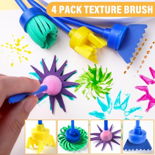 53-Pack Sponge Paint Brushes, Washable Painting Brushes | Toddler Painting Set, Early Learning Foam Roller Sponge Art Crafts Kit with Storage Bag, Creative Gift - style: 53 Pcs