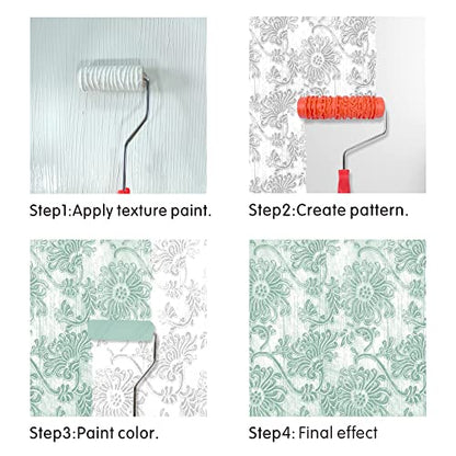 Nichiyo 7'' Texture Roller DIY Decorative Art Pattern Paint Roller Rubber Roller for Walls, Furnitures and Floors Decoration(EG043T) | Embossing Texture Rubber Roller Painting Supplies Pattern Paint Roller Rubber Roller for Walls, Furnitures Decoration(EG