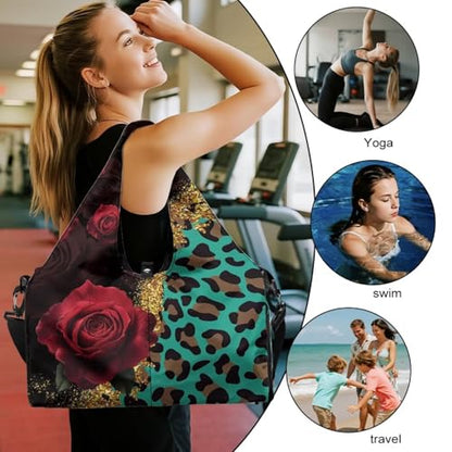 Yoga Mat Bag for Men Women Canvas Yoga Mat Carrier Take In Out Mat Easily for Beach Swim Bags Pool Sports Gym - color: Red Rose