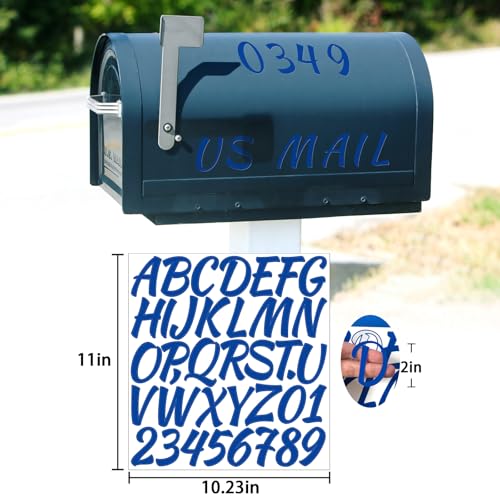 Letter Stickers,Mailbox Numbers,2 Inch Waterproof Vinyl Alphabet | 2 Inch Blue,380 Pieces 10 Sheets,Self Adhesive,Window,Scrapbook,Door,Sign,Car,Outdoor Indoor,Fade Resistant - color: Blue, size: 2 Inch