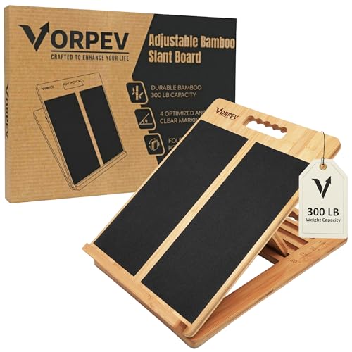 Slant Boards for Exercise - Adjustable Bamboo Calf Stretcher & Squat Wedge, Foldable & Portable Incline Board with Angle Markings, for Physical Therapy Leg Exercisers & Home Gym
