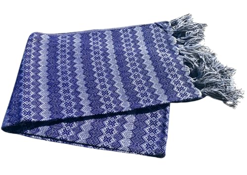 Del Mex Mexican Rebozo Shawl Blanket Doula - color: Blue/White, size: Regular (6 ft x 2.5 ft)