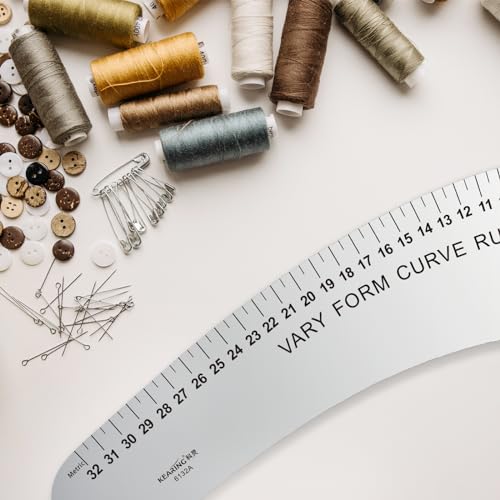 32CM French Curve for Pattern Making, Vary Form Curve Ruler | Aviation Aluminum Dual-sided Scales Hip Curve Ruler for Measuring Sewing, Fashion Design,Quilting - style: 6132A(32CM)