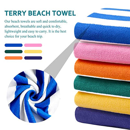 Genovega 6 Packs Oversized 72X40 Inch Stripe Beach Towel Thin Terry Set Extra Large XL Big Clearance Towels Soft Swim Pool Travel Accessories Essentials Camping Adults Men Women Gift Blue - color: Blue, size: 72.00" X 40.00"