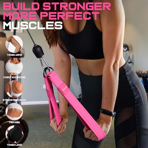 RENRANRING Tricep Rope Cable Attachment Handles for Gym, 13inch Exercise Handles, Tricep Pull Down Attachments Rope for Pilates, Yoga, Strength Trainer, Physical Therapy, Stretch, Recovery - color: Pink