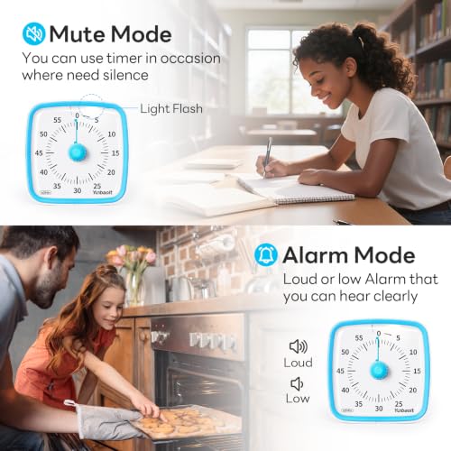Yunbaoit Visual Timer with Night Light, 60 Minute Countdown, Light Blue - color: Light Blue