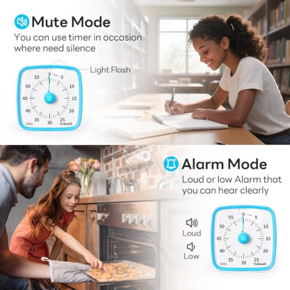 Yunbaoit Visual Timer with Night Light, 60 Minute Countdown, Light Blue - color: Light Blue