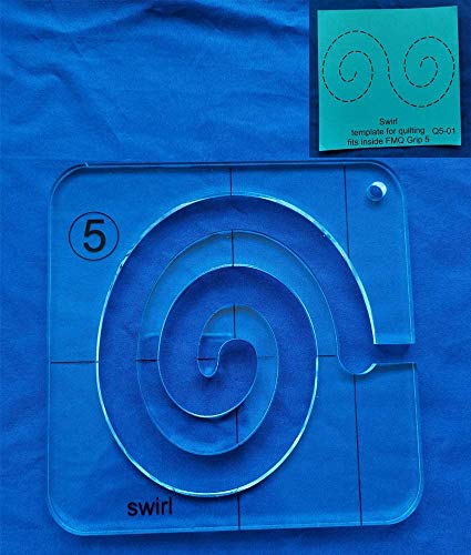 Swirl Template for Quilting Fits Inside FMQ Grip 5 Quilting Templates for Sewing Machine Quilting Rulers