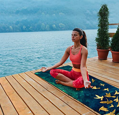nuveti Printed Travel Yoga Mat 1/16 Inch Thick Non Slip Fitness Workout Mat | with Carrying Bag, Foldable Lightweight Suede & Natural Rubber Yoga Mat for Yoga Pilates and Fitness 72" L x 24" W x 1.5mm - color: BaiNiaoZhengMing