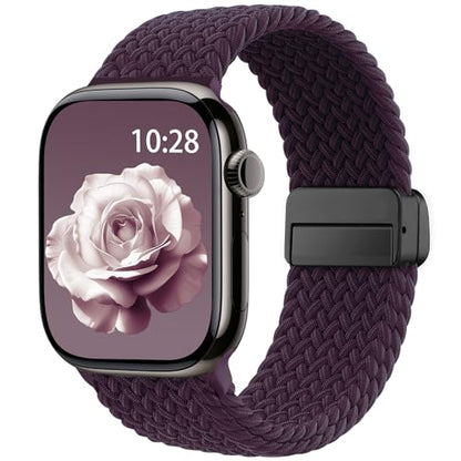 Braided Stretchy Magnetic Band Compatible with Apple Watch Bands Women Men - color: Cherry Red, size: 38mm/40mm/41mm/(42mm-series 11 10)