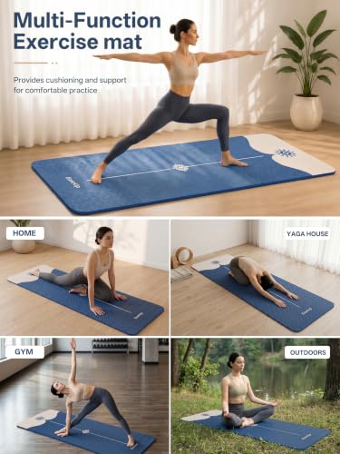 EaseUp Yoga Mat 73"x28"x0.4",10mm thick,Non Slip for Workout, Pilates - color: Blue