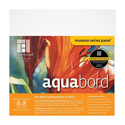 Ampersand Aquabord Panel for Watercolor and Gouache, 7/8 Inch Depth, 8X8 Inch (CBTC0808) - color: Flat Profile, size: 7/8 Inch, 8" x 8"