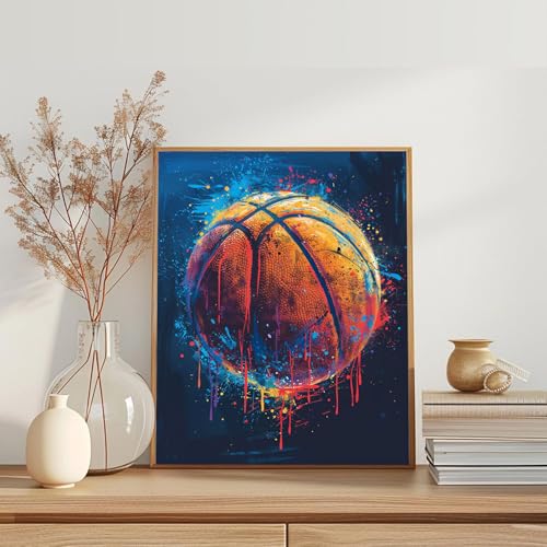 Dazzle Color Basketball Paint by Numbers for Adults Beginners Graffiti Series Painting by Number on Canvas Without Frame,DIY Sport Style Paint on Canvas with Brushes Acrylic Paints for Gift(16x20inch) - color: Artwork 01, size: 16''x20''(without frame)