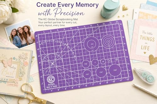 KC GLOBAL A4 (13"x9") Professional Grade Self-Healing Double-Sided PVC Cutting Mat (Purple) - Odor-Free, Eco-Friendly, Non-Slip, Premium Desk Mat for DIY, Crafting, Model Building and Art Projects - size: 13"L x 9"W