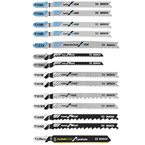 Bosch 14 pc. Laminate/Wood/Metal T-Shank Jig Saw Blade Set T14C - size: 14 pack