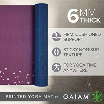 Gaiam Premium Yoga Mat, 6mm Thick Print Mat - color: Sublime Sky