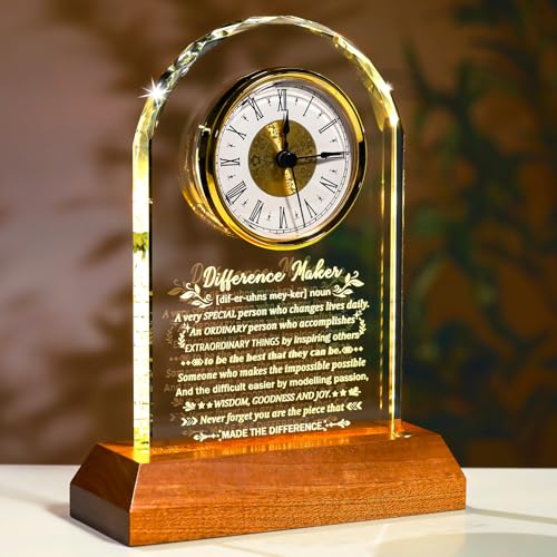 Ornalrist Difference Maker Gifts for Men Women Appreciation Crystal Clock - color: Difference Maker