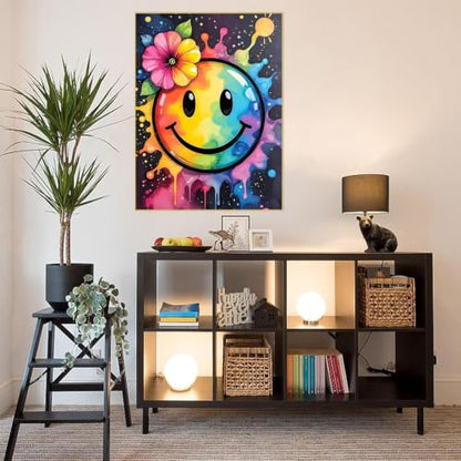WUDWL Cute Diamond Art Kits for Adult Diamond Painting Kits for Adults | Smiling Face DIY Painting Diamond Painting Kits 5D Diamond Dots Gem Art Crafts with Tools,Round Full Drill 12x16inch - color: DP04736