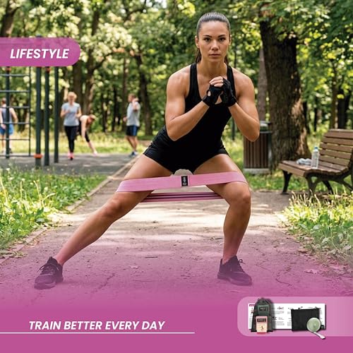 8 PCS Resistance Bands Set for Working Out – Fabric Booty Bands for Women & Men, Non-Slip Exercise Bands with Carry Bag, Measuring Tape & Workout Guide