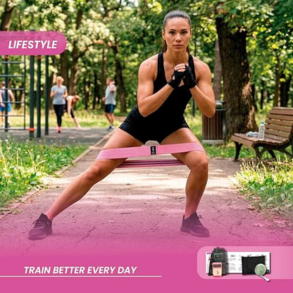 8 PCS Resistance Bands Set for Working Out – Fabric Booty Bands for Women & Men, Non-Slip Exercise Bands with Carry Bag, Measuring Tape & Workout Guide