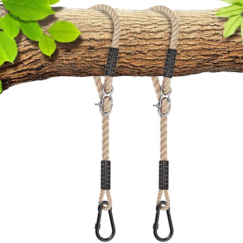 SELEWARE Tree Swing Rope Hammock Tree Straps Hanging Kit, Adjustable Rope Fast & Easy to Hang Hammock Chair Swing for Indoor Outdoor Tree Branch Camping Playground Accessories (Beige, 10ft, 2 Pack) - color: Beige-2 Pack, size: 10ft