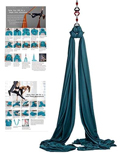 F.Life Aerial Silk 10 Yards Kit Durable Aerial Yoga Hammock with Hardware & Guide Aerial Swing for Acrobatic Flying Yoga - color: Dark green