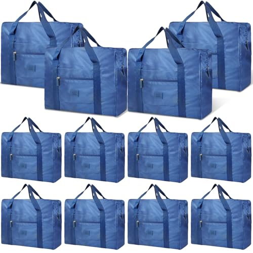Travel Duffel Bag 12 PCS Foldable Travel Bag Bulk Carry on Luggage Bag Waterproof Tote Sports Gym Bag Lightweight Large Weekender Overnight Bag for Women and Men (Blue 12PCS) - color: Blue 12PCS