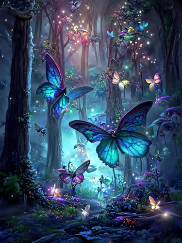 DIY Butterfly Diamond Art Kits for Adults, Butterfly Diamond Painting Kits | 5D Diamond Dot, Gem Painting Kit, Dimond Art Paintings Kit, Crafts for Adults, Crystal Art, Home Wall Decor Gifts (12x16inch) - color: QY001