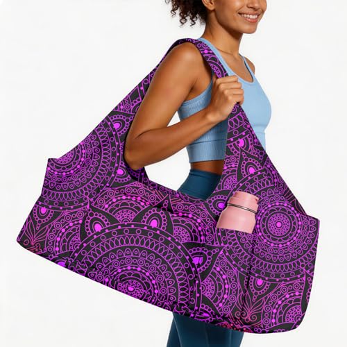 Yoga Mat Bag for Women Men Large Yoga Bag Travel - color: Purple-2