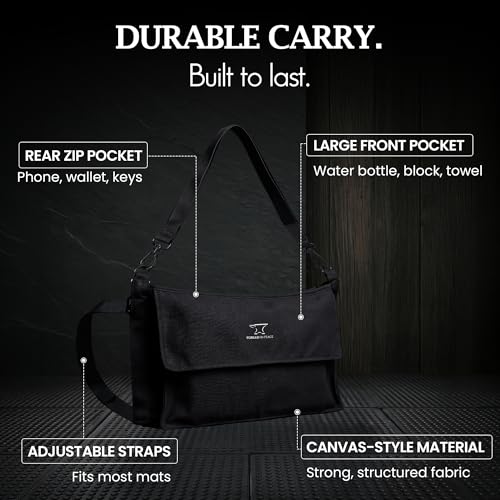 Men’s Yoga Mat Bag – Durable Canvas Carrier, Lightweight with Extra Storage for Gear & Accessories, Black